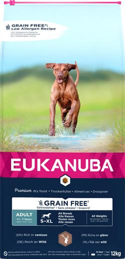 EUKANUBA Adult All Breed Grainfree (kornfri) med hjortekød 12 kg